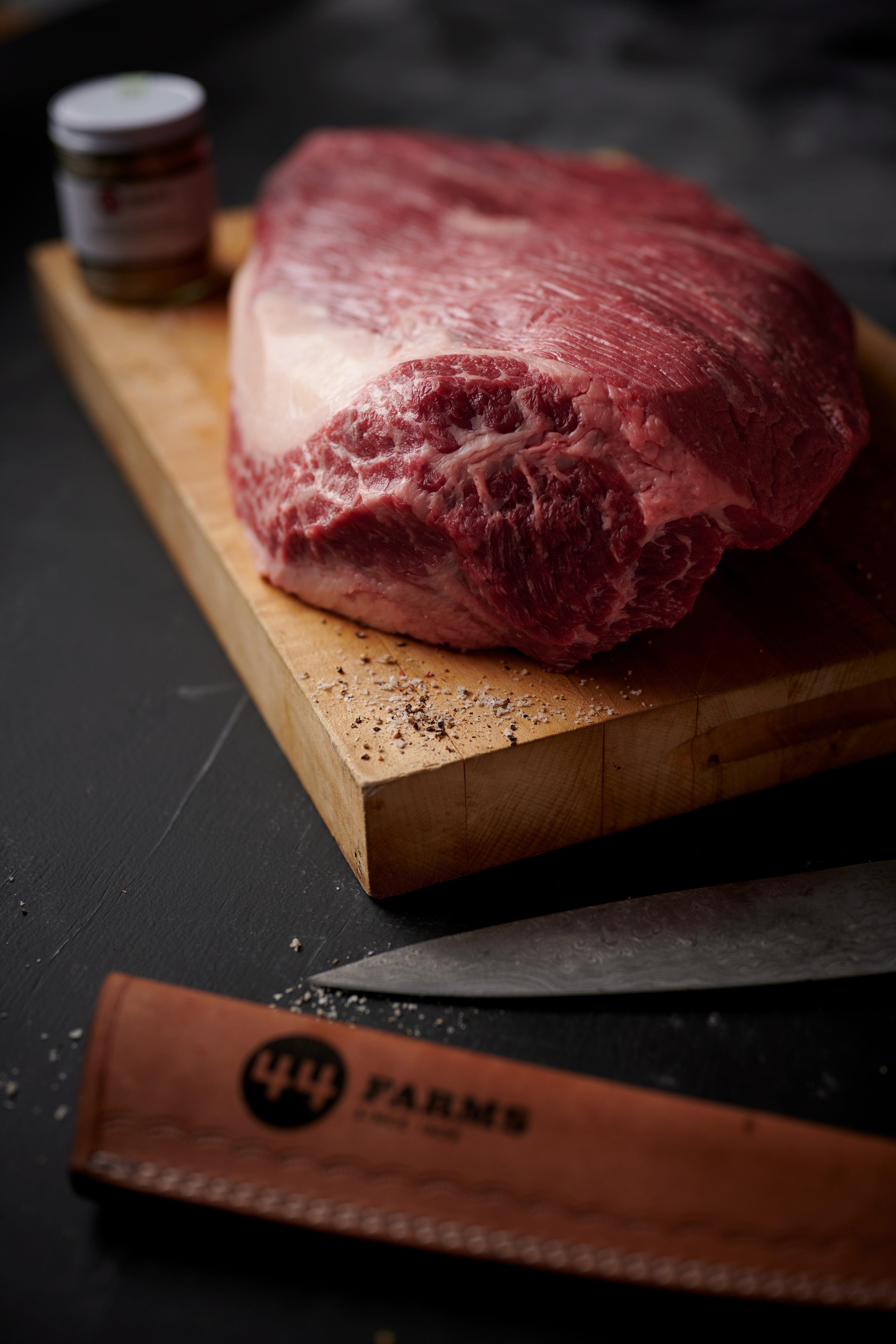 44 Farms Prime Brisket on a cutting board