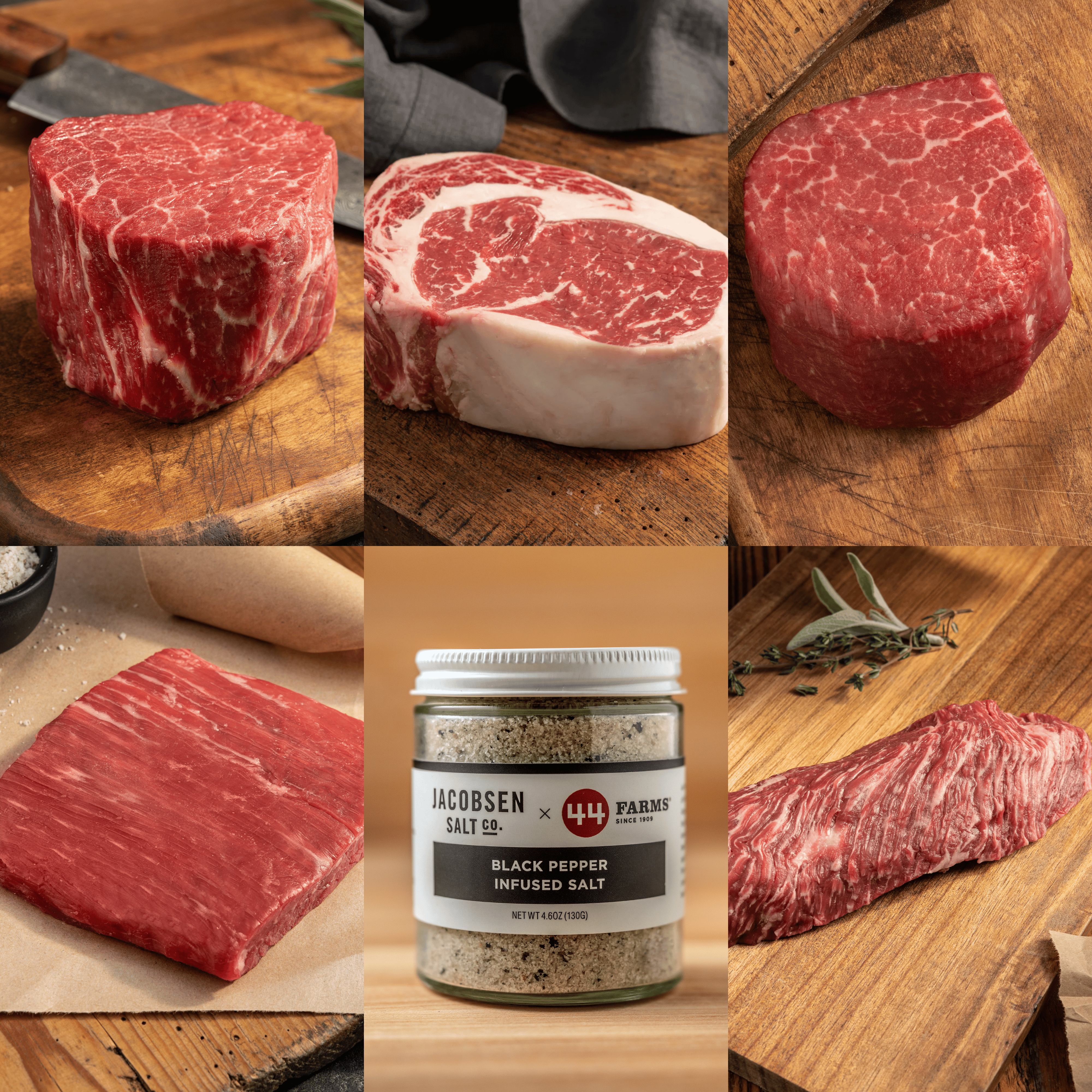 signature angus selection steak bundle with black pepper steak salt