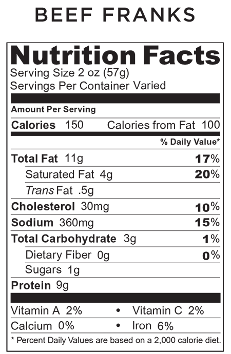 USDA Choice or Higher Angus Beef Franks