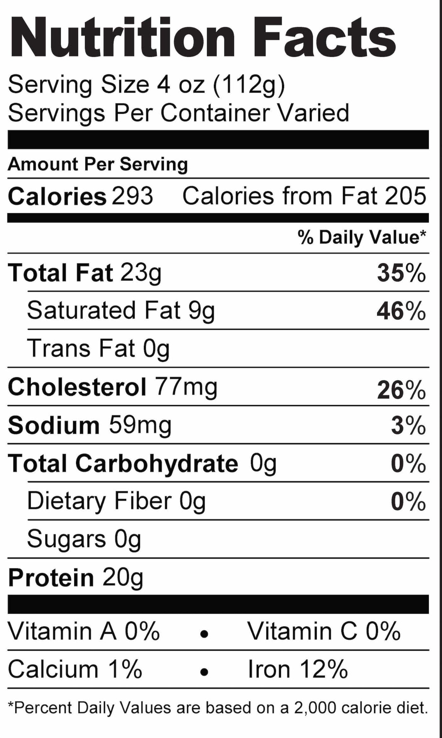 30 oz USDA Choice Porterhouse Steak Nutrition Facts