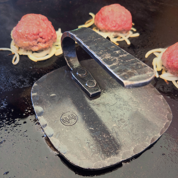 Hand-Forged Carbon Steel Smash Burger Press for Ground Beef | 44 Farms