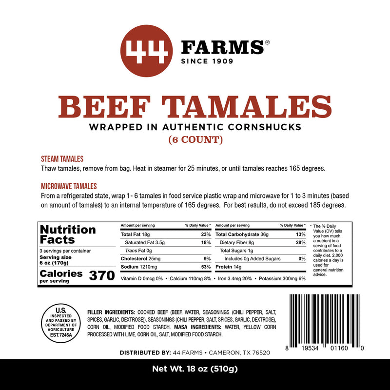 Angus Beef Tamales  44 Farms - Quality Beef Since 1909 - 44 Steaks