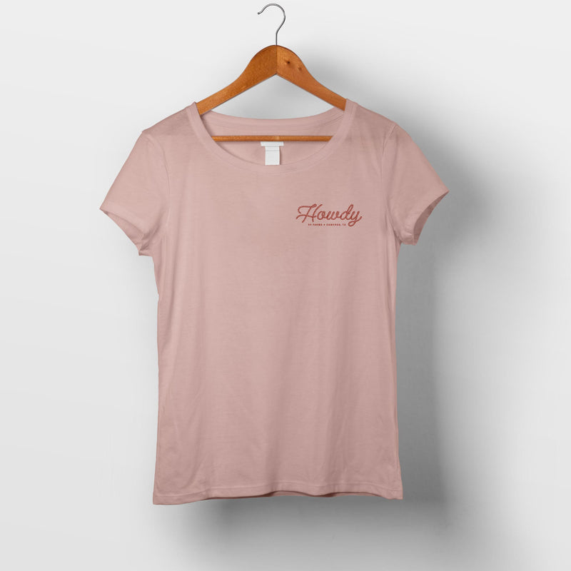 Women’s Howdy Rope Script T-Shirt (Desert Pink)