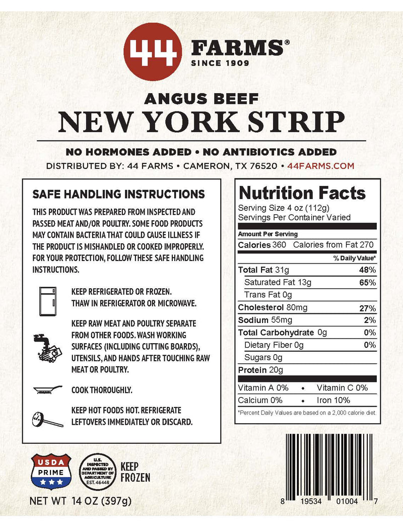 44 Farms Buy 4 x Prime New York Strip, get 1 FREE!