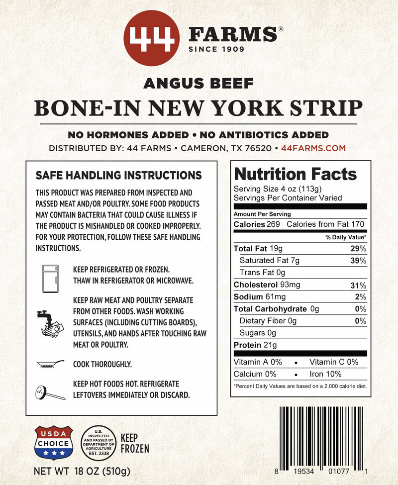 44 Farms USDA Choice Bone-In New York Strip Steak